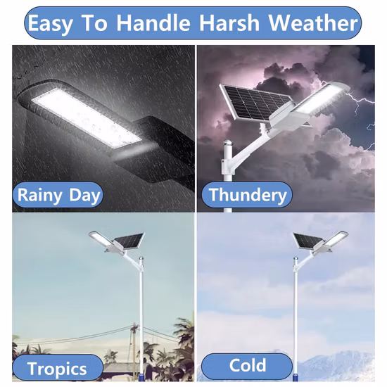 Exterior impermeable de alta eficiencia ahorro de energía impermeable IP65 LED farola solar con panel y batería de litio