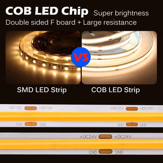 COB LED Cuerda de luz de alta densidad 512 LED Flexible sin puntos